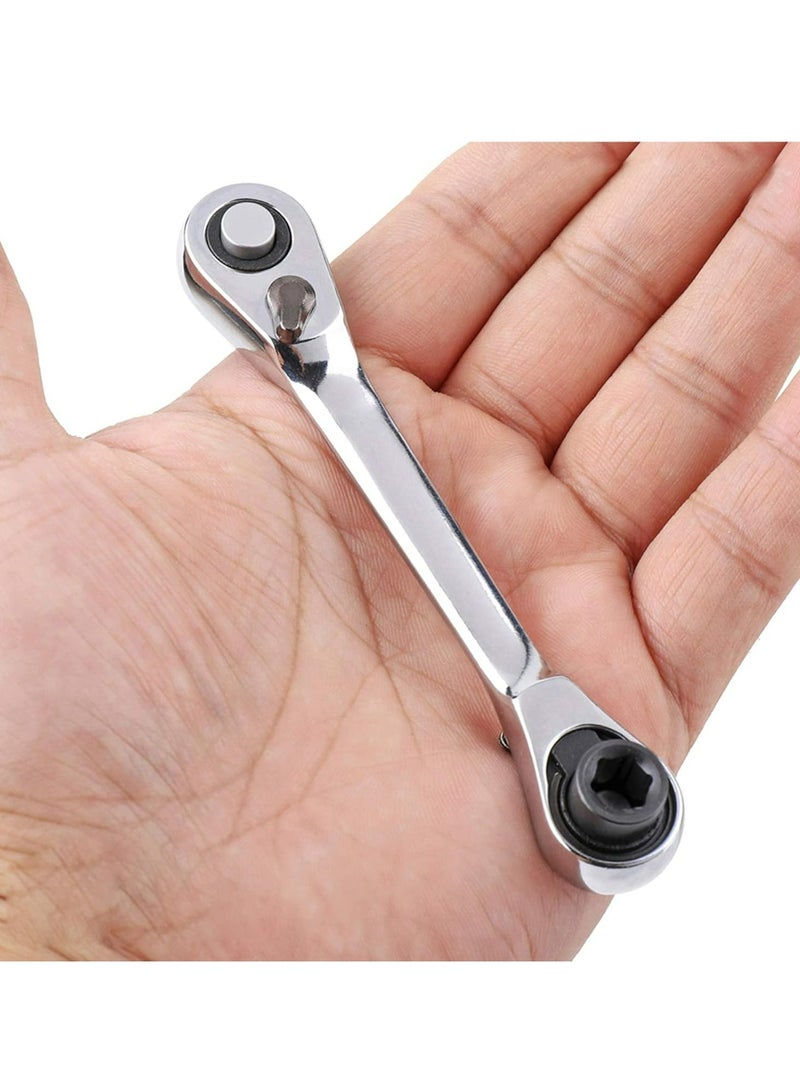 مفتاح ربط من الفولاذ المقاوم للصدأ بسقاطة 1/4 بوصة، مفتاح ربط ذو طرفين، خفيف الوزن ومتعدد الاستخدامات، مناسب لأحجام البراغي الصغيرة ومساحات التشغيل الصغيرة (10.5 سم/4.1 بوصة) - Image 2