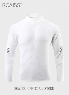 roaiss Men Quick Dry and Breathable Round Neck Sweatshirt with Quarter Zip Long Sleeve Athletic Shirts Slim Fit Top for Running Basketball Workout Gym  - Image 4