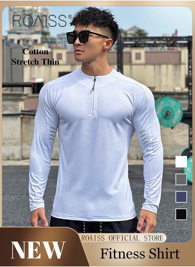 Men Quick Dry and Breathable Round Neck Sweatshirt with Quarter Zip Long Sleeve Athletic Shirts Slim Fit Top for Running Basketball Workout Gym - pzsku/ZC8F07082BCE9B36854B7Z/45/_/1709690733/7ea528b0-7d91-4792-8f32-6233dc14f2c9