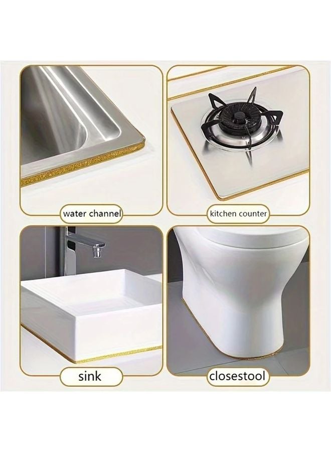 شريط سدادة ذاتي اللصق فضي نبيل مقاس 8 مم × 236 بوصة لختم حوض الاستحمام والمغسلة في الحمام - Image 5