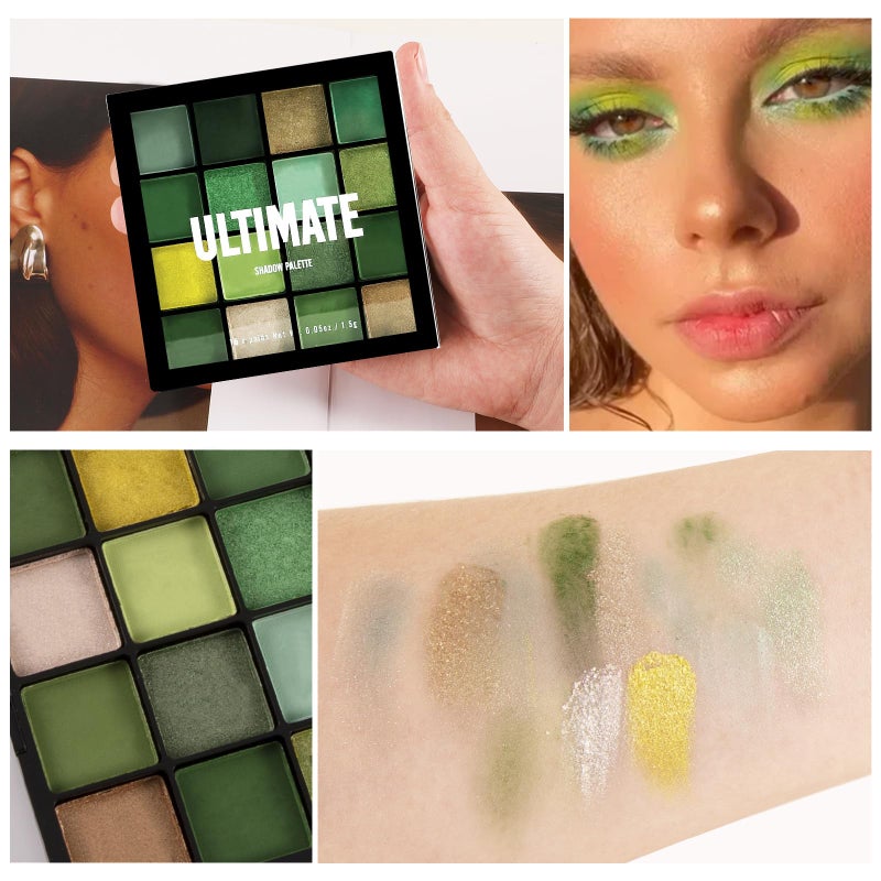 Boobeen Colorful Eyeshadow Palette Makeup-16 Colors, Matte and Glitter Eyeshadow, Bright Eyeshadow palettes, Blendable, Easy to Build Dramatic Glamour Looks (Green) - Image 5