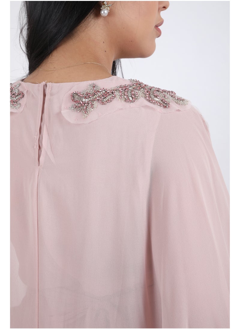 FULL JOY - Women Maxi Dress with a belt on the waist,Pink - Image 1