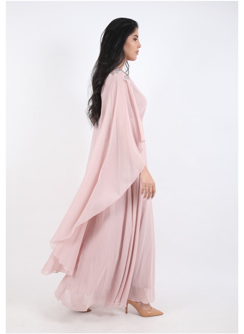 FULL JOY - Women Maxi Dress with a belt on the waist,Pink - Image 1