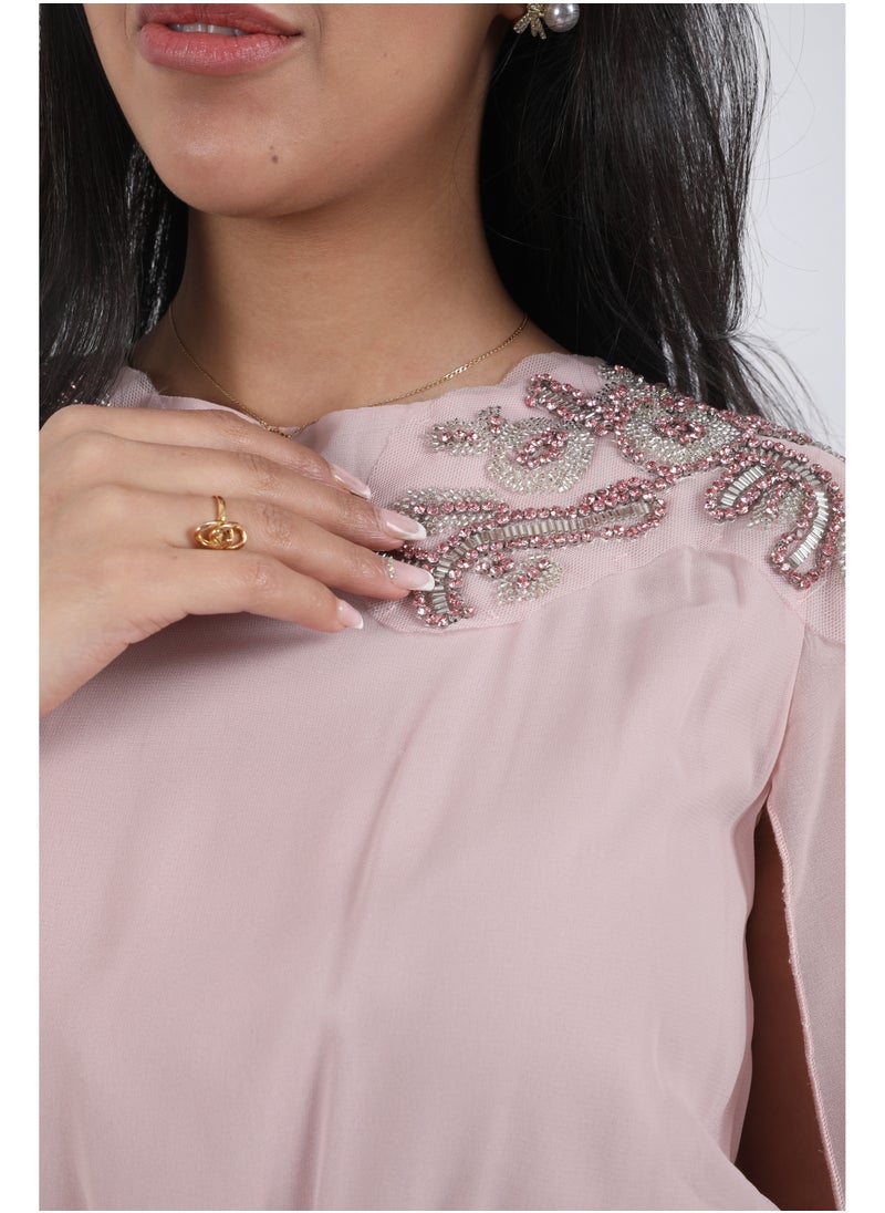 FULL JOY - Women Maxi Dress with a belt on the waist,Pink - Image 1