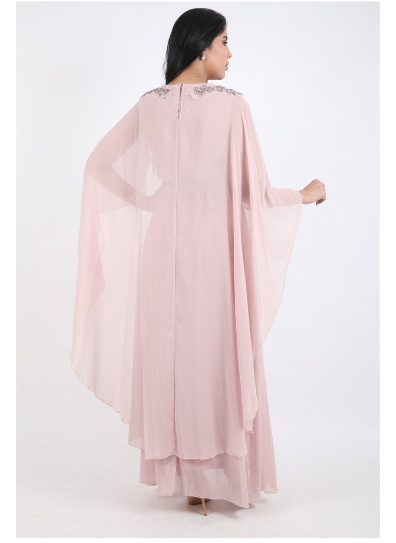 FULL JOY - Women Maxi Dress with a belt on the waist,Pink - Image 1