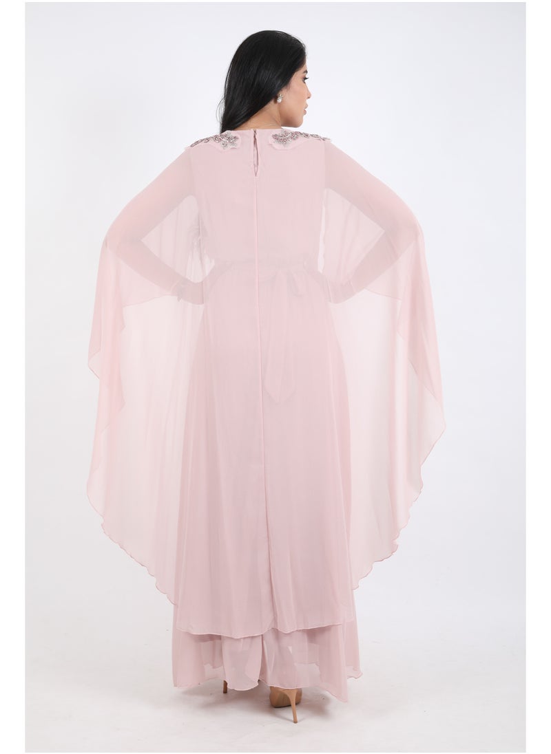 FULL JOY - Women Maxi Dress with a belt on the waist,Pink - Image 1