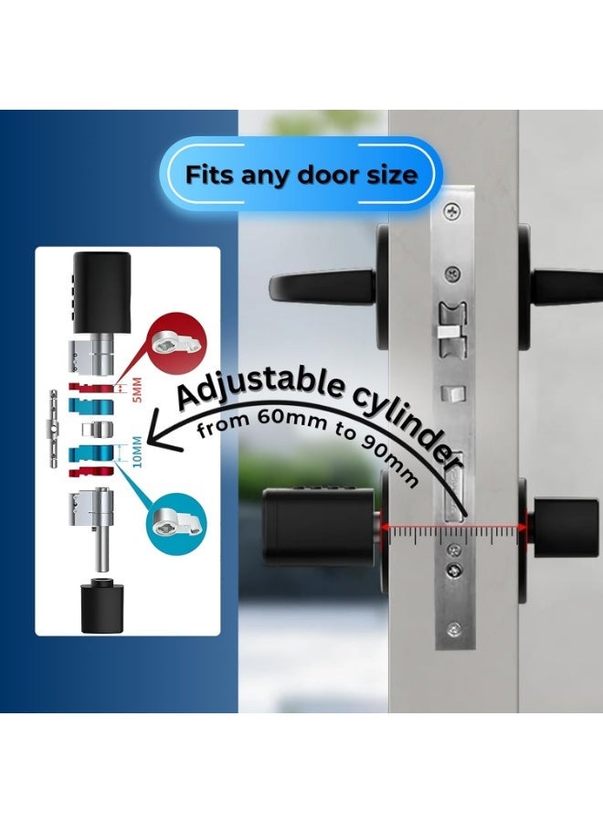 الحياةالبر تقالية قفل بصمة ذكي | مقبض باب ذكي مع تحكم عبر تطبيق تويا | دخول بدون مفتاح ببصمة الإصبع + بطاقة IC + مفتاح ميكانيكي | قفل تلقائي | طاقة طوارئ Type-C | قفل أمان مائي للمنازل والشقق والمكاتب والفنادق - Image 3