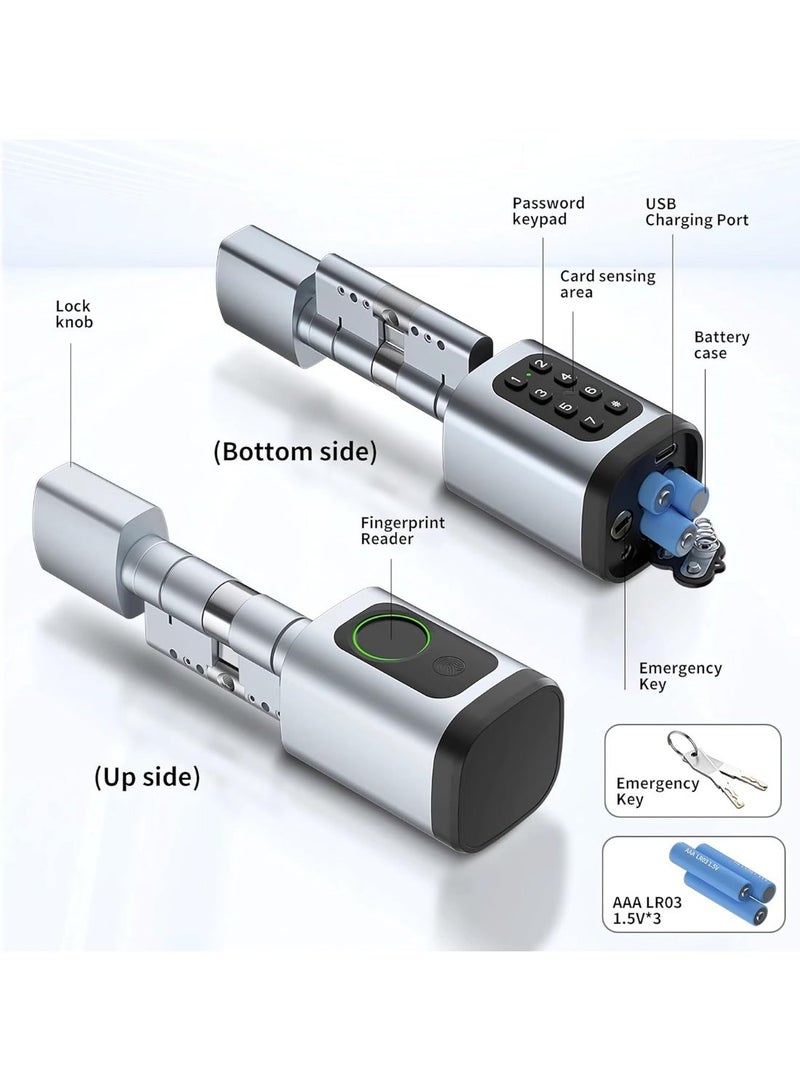 الحياةالبر تقالية قفل بصمة ذكي | مقبض باب ذكي مع تحكم عبر تطبيق تويا | دخول بدون مفتاح ببصمة الإصبع + بطاقة IC + مفتاح ميكانيكي | قفل تلقائي | طاقة طوارئ Type-C | قفل أمان مائي للمنازل والشقق والمكاتب والفنادق - Image 2