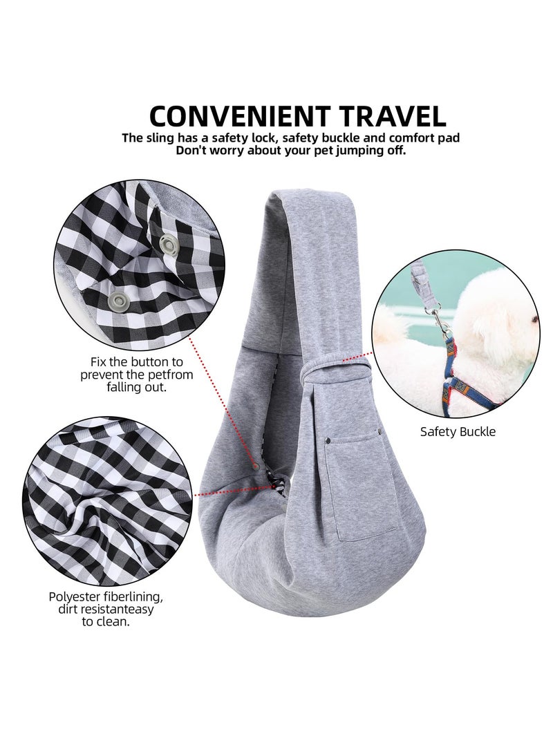 SYOSI Dog Carrier Backpack Small Reversible Dog Carrier Sling Cat Sling with Storage Pocket Strap Hand Free Pet Puppy Safe and Breathable for Outdoor Traveling Subway Maximum Load Capacity 15lbs Grey  - Image 4