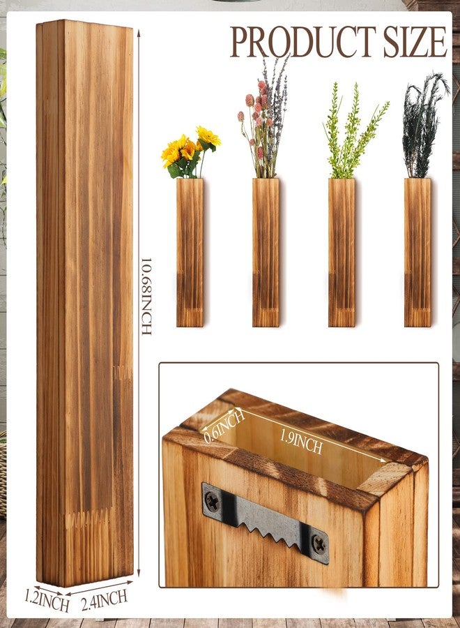 سكايليتي مجموعة من 6 أوعية خشبية جدارية من سكايليتي للنباتات الداخلية، مزهرية خشبية معلقة، ديكور جداري ريفي لغرفة النوم وغرفة المعيشة (لون الخشب) - Image 2