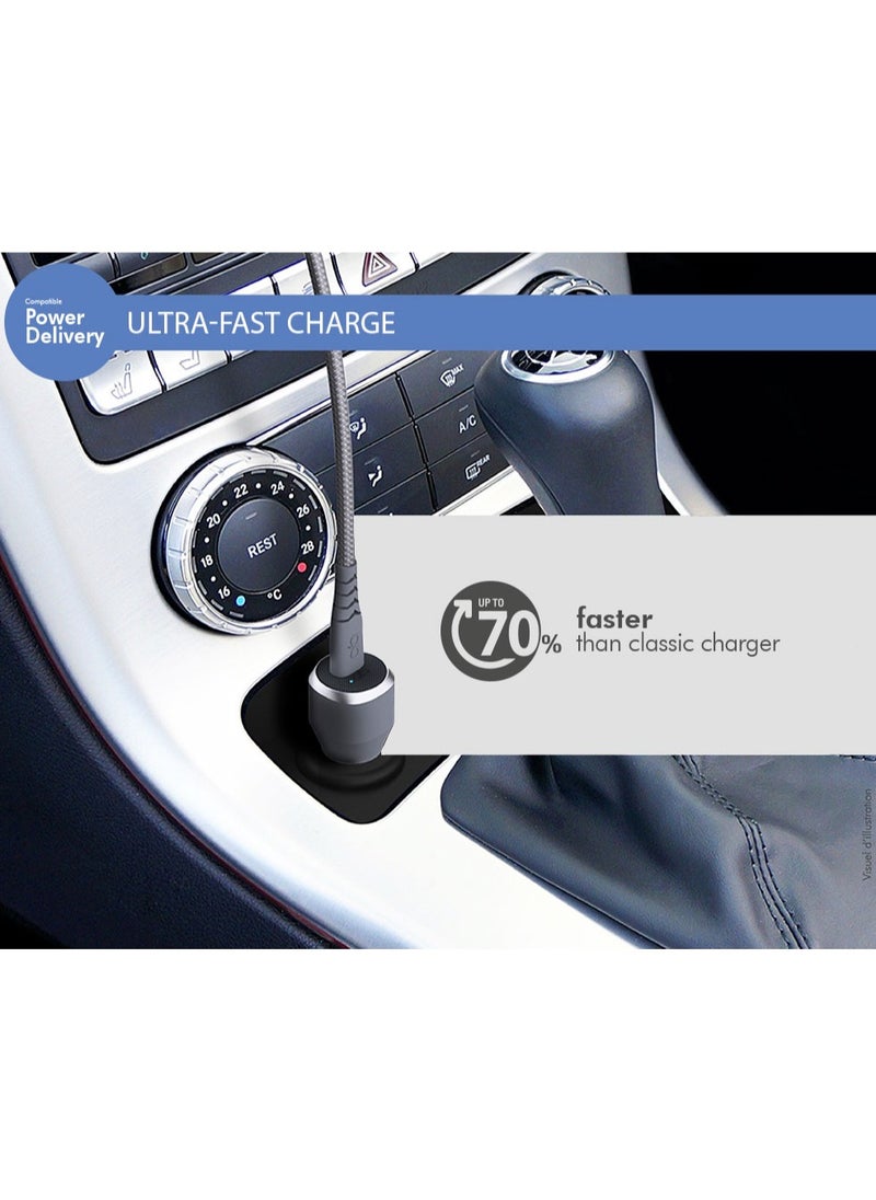 FORCE - Force Power 25W USB C PD Power Delivery Car Charger Lifetime Warranty Gray - Image 1