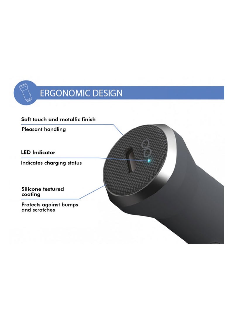 FORCE - Force Power 25W USB C PD Power Delivery Car Charger Lifetime Warranty Gray - Image 1