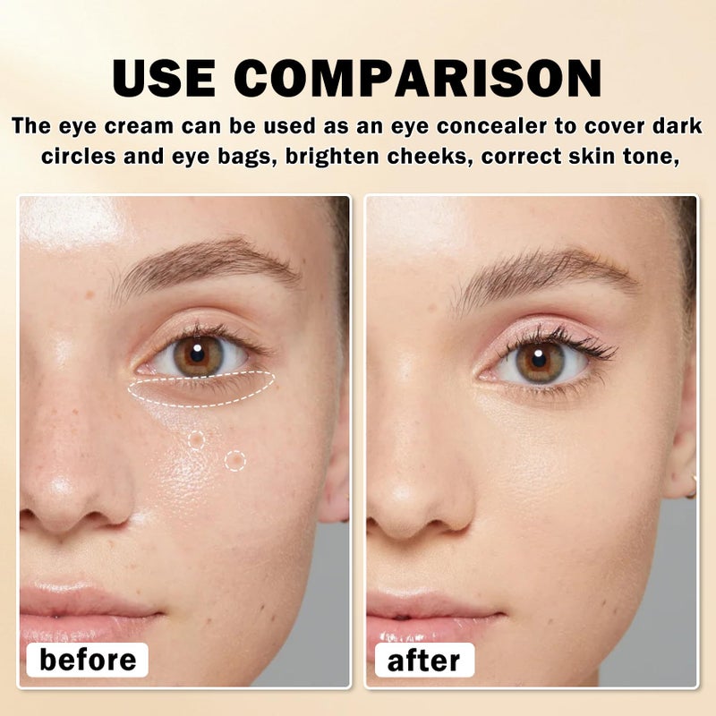 QIUFSSE Mineral Sunscreen Eye Cream,3-in-1 Under Eye Cream,for Puffiness and Bags Under Eyes,Dark Circle and Wrinkles,Anti Aging,Under Eye Brightener and Concealer,SPF 35 ï¼ˆLightï¼‰ - Image 3