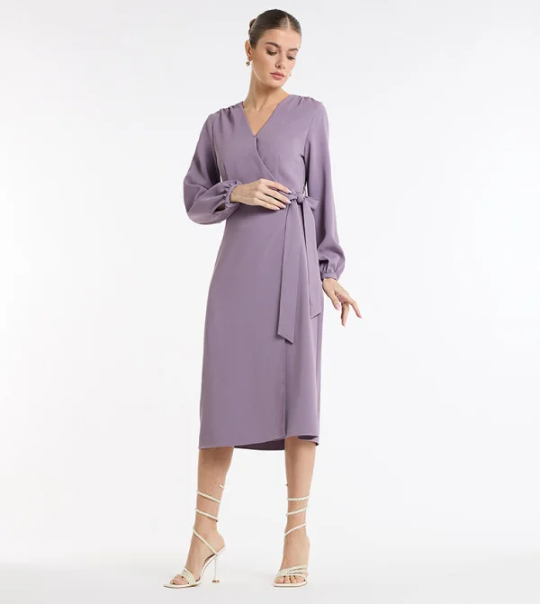 بي سي بي جي BCBG Long Sleeves Wrap Around Dress