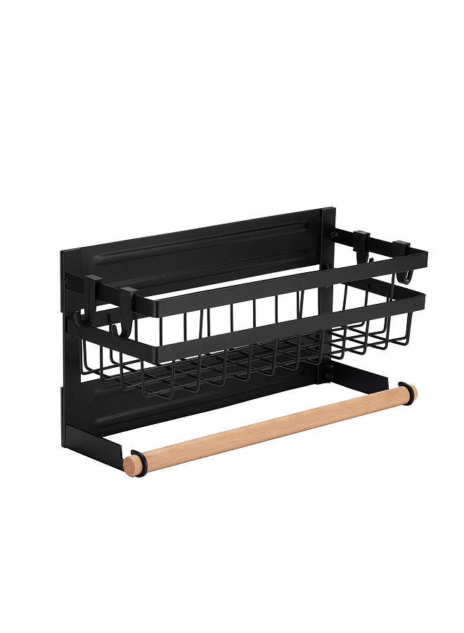 Magnetic Spice Rack for Refrigerator with Hook Paper Towel Holder Rusoof Spice Jars Rack Multi Use Refrigerator Side Shelf  - Image 3