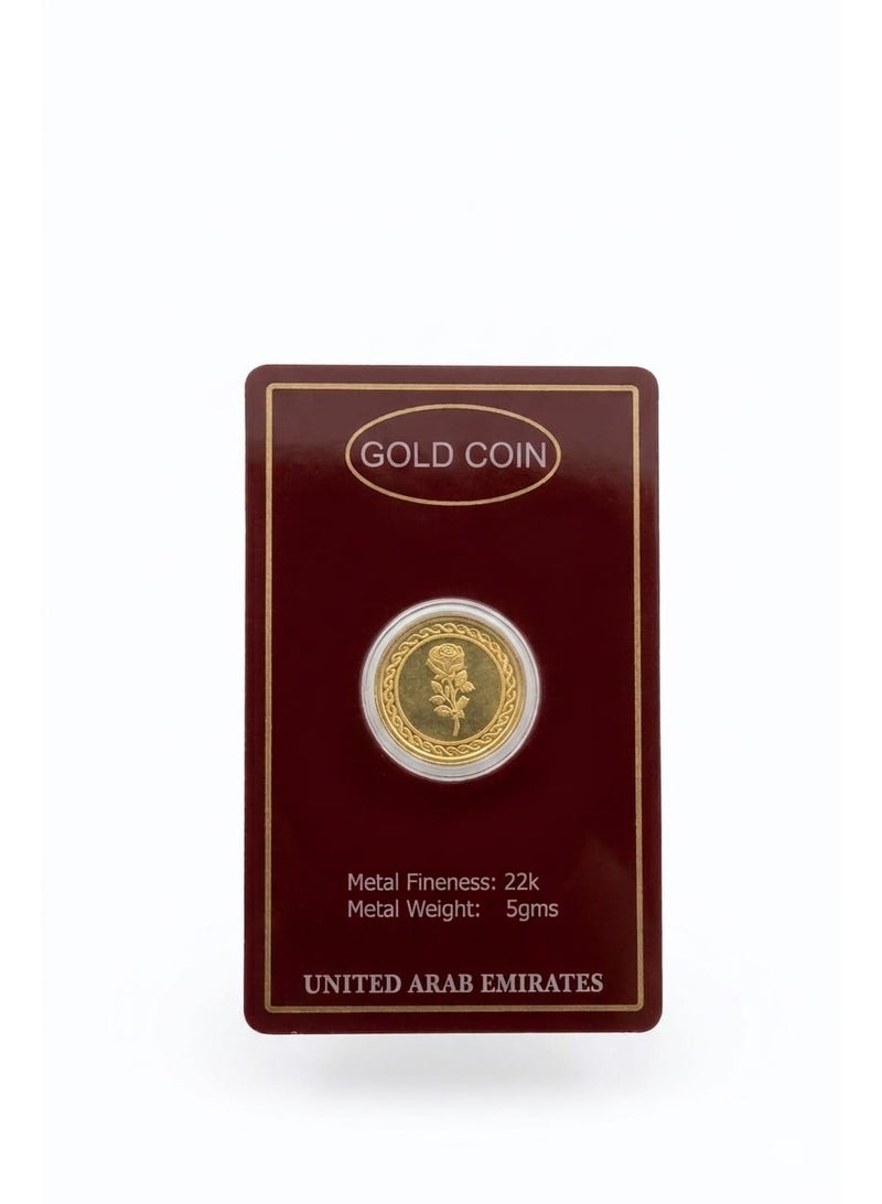 KHUSHBOO JEWELS 22K 5gm GOLD COIN 0.916 PURITY - Image 1