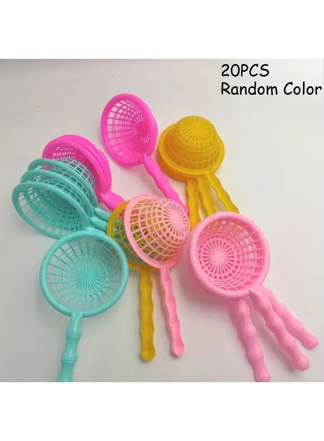 20 Pcs Random Color Fishing Nets For Aquariums Beach Pool Parties Outdoor Play Durable Pp Material Pink Yellow Green Blue Orange Beach Accessories - Image 1