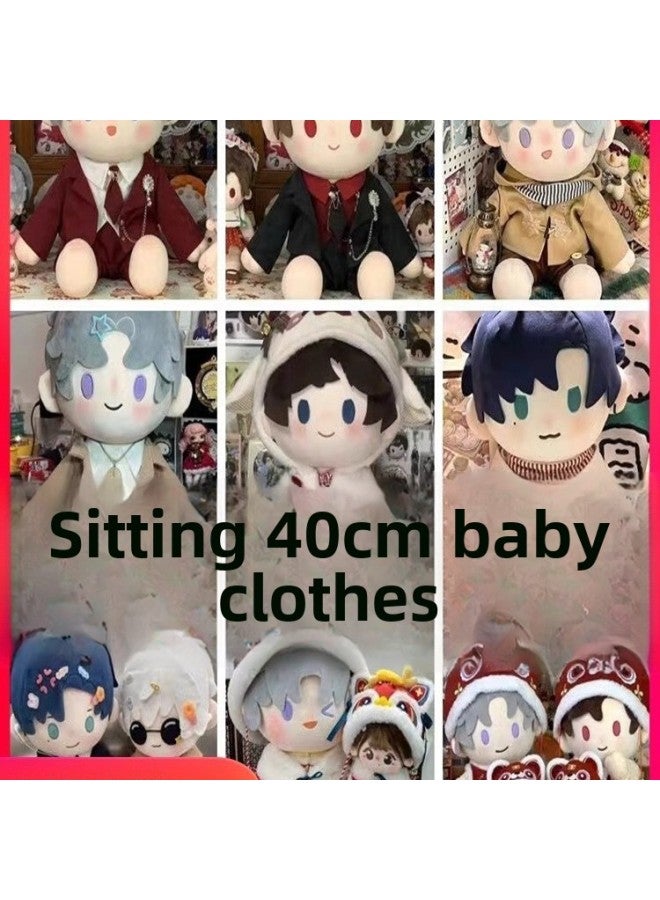 Sitting Style 40cm Cotton Doll Clothes Plush Doll Clothes For Boys Clothes Changing Clothes For Girls Only Clothes Without Dolls-Specifications:40cm Doll Clothes Sitting Style Only Clothes Without Doll-Color:Sitting Pumpkin Pants Single Shorts - Image 1