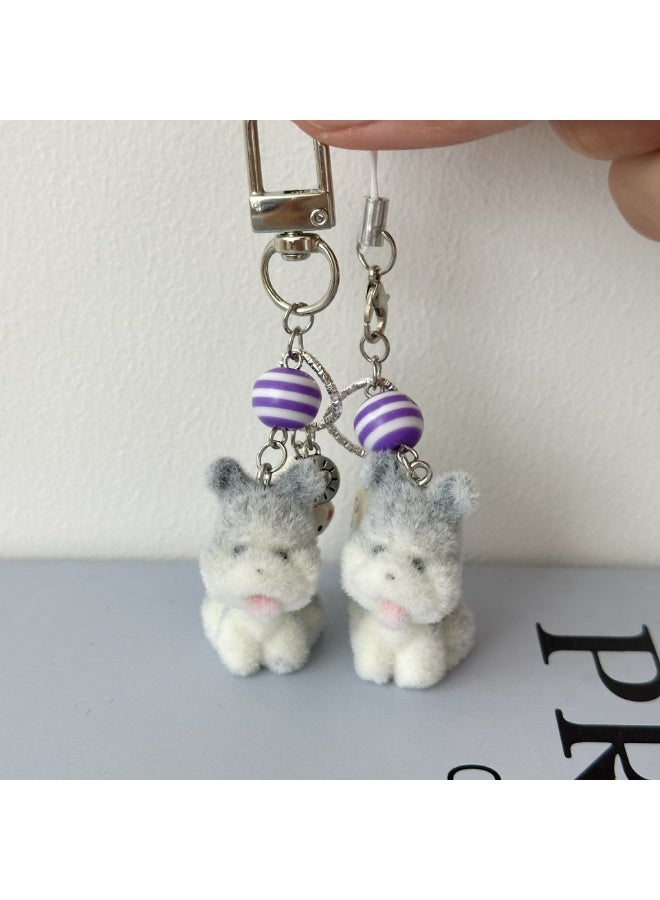 NIBEMINENT Beaded Phone Lanyard, Anti Lost Removable Wrist Strap, Cute Flocked Small Animals Bracelet Pendant, Phone Keychain Lanyard - Image 2