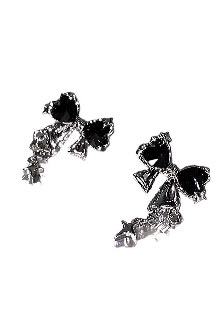 جلوسكي Korean  Japanese Style Black erfly Stud Earrings – Minimalist Chic Lightweight Luxury Ear Jewelry - Image 2