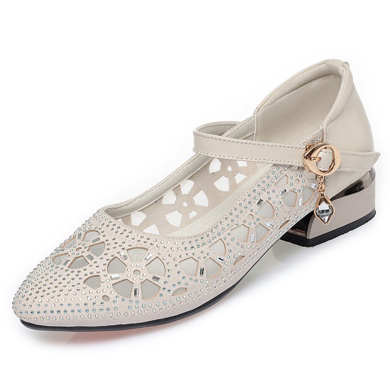 Real Cowhide Mesh Shoes For Women New Flat Mesh Mom Sandals Mesh Shoes Soft Sole Comfortable Summer Hollow Women'S Shoes - Image 1