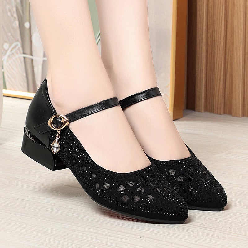 Real Cowhide Mesh Shoes For Women New Flat Mesh Mom Sandals Mesh Shoes Soft Sole Comfortable Summer Hollow Women'S Shoes - Image 4