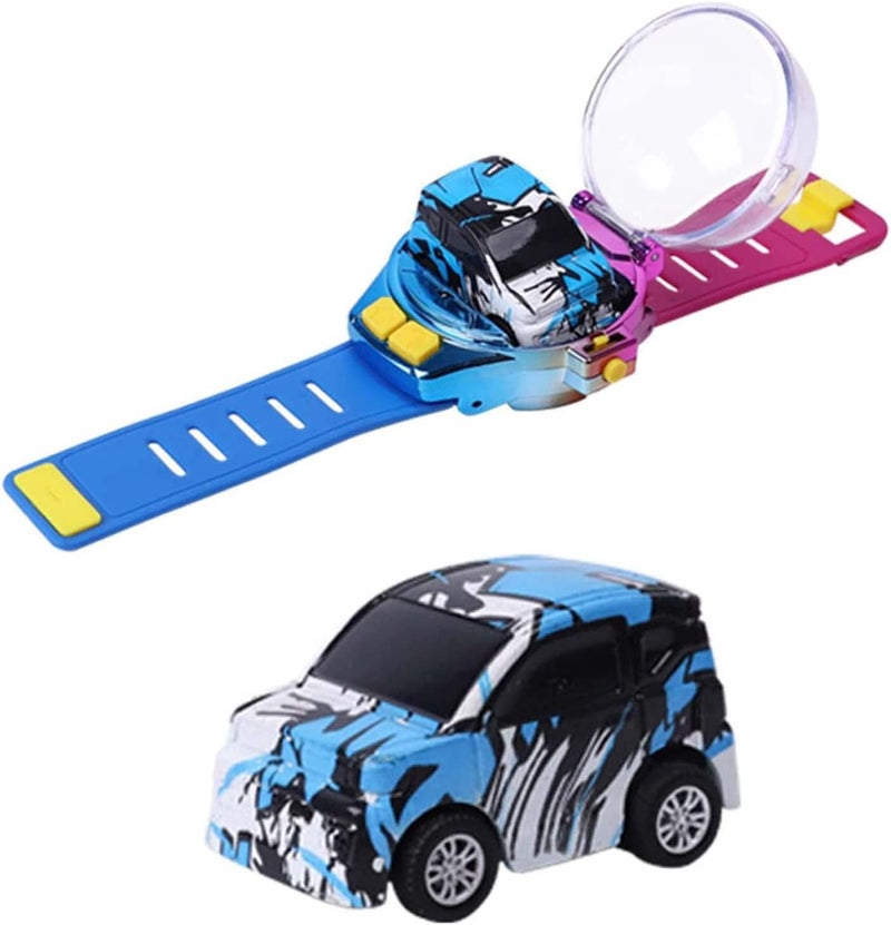 ويوبلز ساعة ألعاب سيارة صغيرة تعمل بالتحكم عن بعد جديدة لعام 2022 - ساعة يد لطيفة تعمل بتردد 2.4 جيجاهرتز، سيارة سباق كرتونية صغيرة قابلة للشحن عبر منفذ USB، ألعاب تفاعلية، هدية للأولاد والبنات (أزرق - جديد) - Image 1