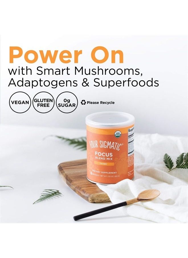 Four Sigmatic - Focus Blend 8 Superfoods Adaptogen Blend Mix with Lion's Mane, Cordyceps, Rhodiola, Bacopa & Mucuna | Productivity & Creative Support | Decaf & Dissolves Easily | 30 Servings - Image 1