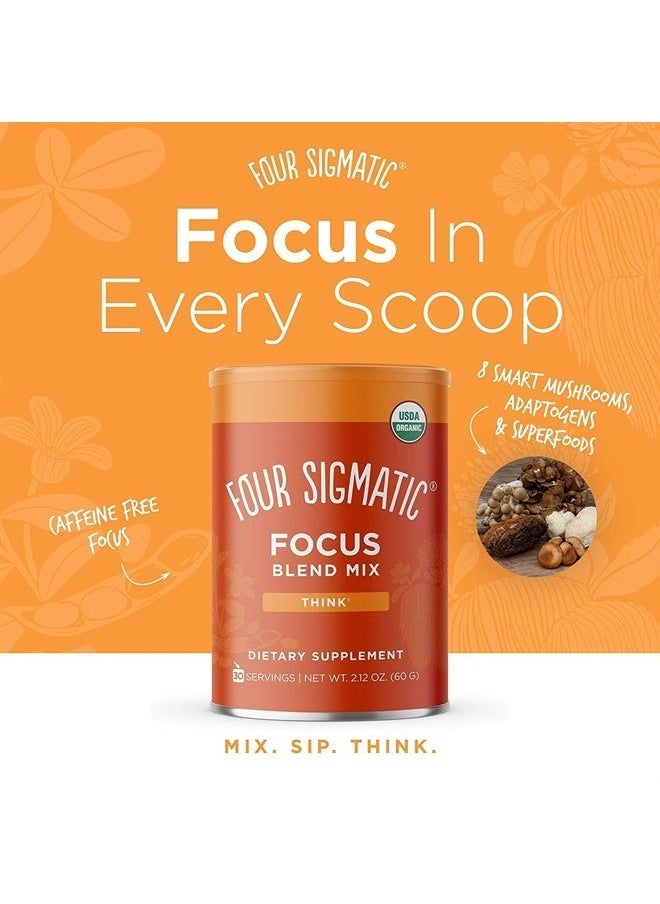 Four Sigmatic - Focus Blend 8 Superfoods Adaptogen Blend Mix with Lion's Mane, Cordyceps, Rhodiola, Bacopa & Mucuna | Productivity & Creative Support | Decaf & Dissolves Easily | 30 Servings - Image 1
