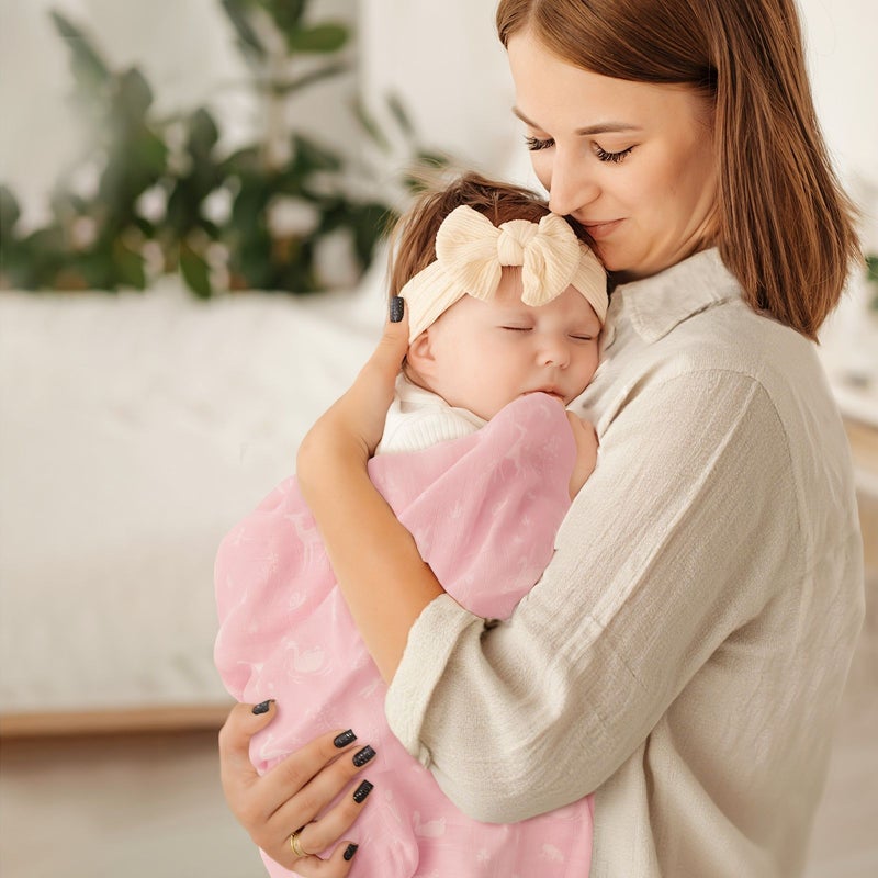 6 أغطية أطفال من المول (القماش القطني) مكونة من 70% خيزران و30% قطن، أغطية استقبال ناعمة ومناشف حمام للأولاد والبنات - تصميم بطة دير باني توك الصغيرة وزهرة - مقاس 27.5 × 27.5 بوصة - Image 2