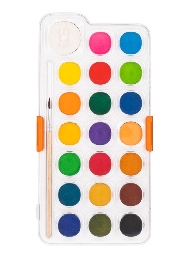 Deli 21-Colour Watercolour Set With Brush Multicolour - Image 1