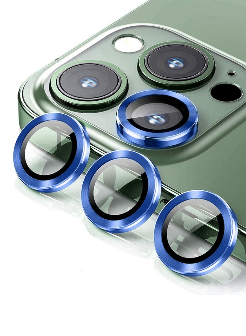 دبليو تيك ابل ايفون 16 برو / ايفون 16 برو ماكس 2024 بريميوم سبيكة حلقة كاميرا عدسة واقي من الزجاج المقسى درع حماية - شفاف / أزرق - Image 1