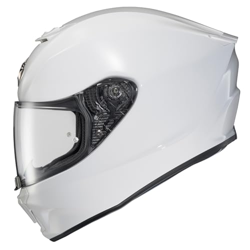 ScorpionEXO R330 Full Face Motorcycle Helmet with Pinlock Ready Shield and Bluetooth Ready Speaker Pockets DOT ECE Approved Solid White  Large
