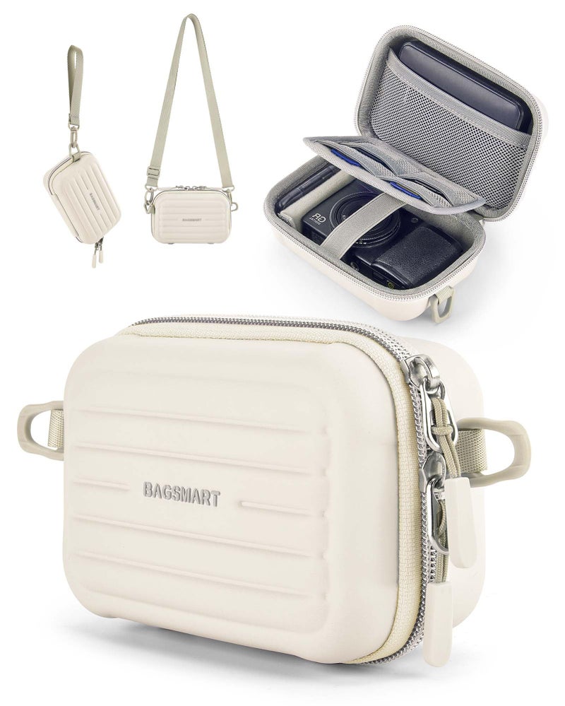 BAGSMART Digital Camera Case, Waterproof & Protective Small Camera Bag with 2 Carrying Ways, Lightweight camera sling bag for Canon PowerShot G7 X Mark II/G7X Mark III/Sony DSCW800/DSCW830 - Beige - Image 1