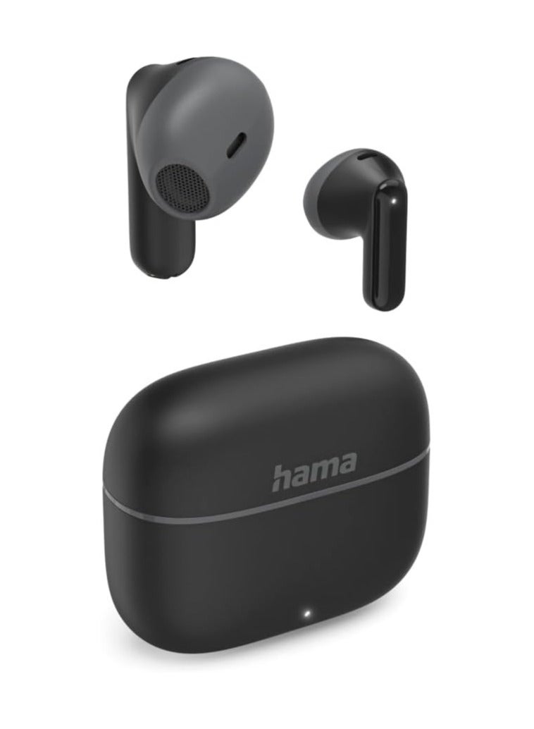 هاما سماعات TWS Freedom Light II اللاسلكية بتقنية البلوتوث / سماعات أذن لاسلكية حقيقية بتقنية البلوتوث 5.3 / سماعات أذن داخلية للمكالمات / ميكروفون / سماعات أذن لاسلكية حقيقية مع تحكم باللمس / تحكم صوتي / 20 ساعة من وقت التشغيل / صندوق شحن USB-C - أسود - Image 1