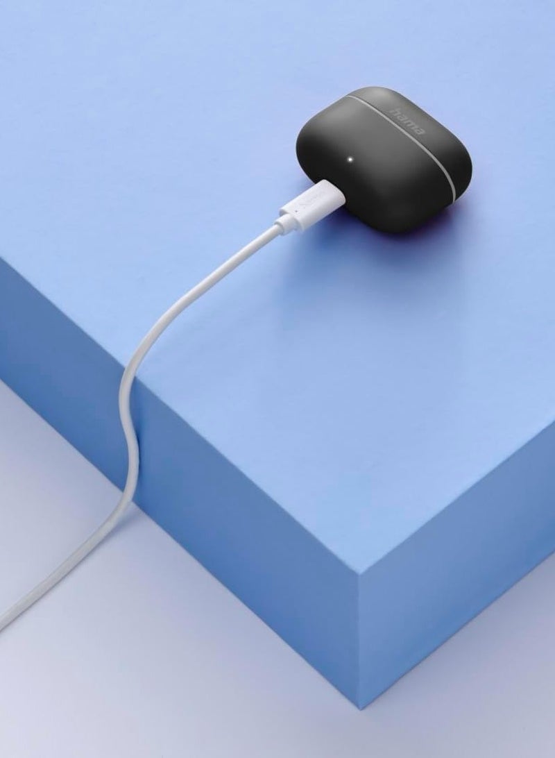 هاما سماعات TWS Freedom Light II اللاسلكية بتقنية البلوتوث / سماعات أذن لاسلكية حقيقية بتقنية البلوتوث 5.3 / سماعات أذن داخلية للمكالمات / ميكروفون / سماعات أذن لاسلكية حقيقية مع تحكم باللمس / تحكم صوتي / 20 ساعة من وقت التشغيل / صندوق شحن USB-C - أسود - Image 2