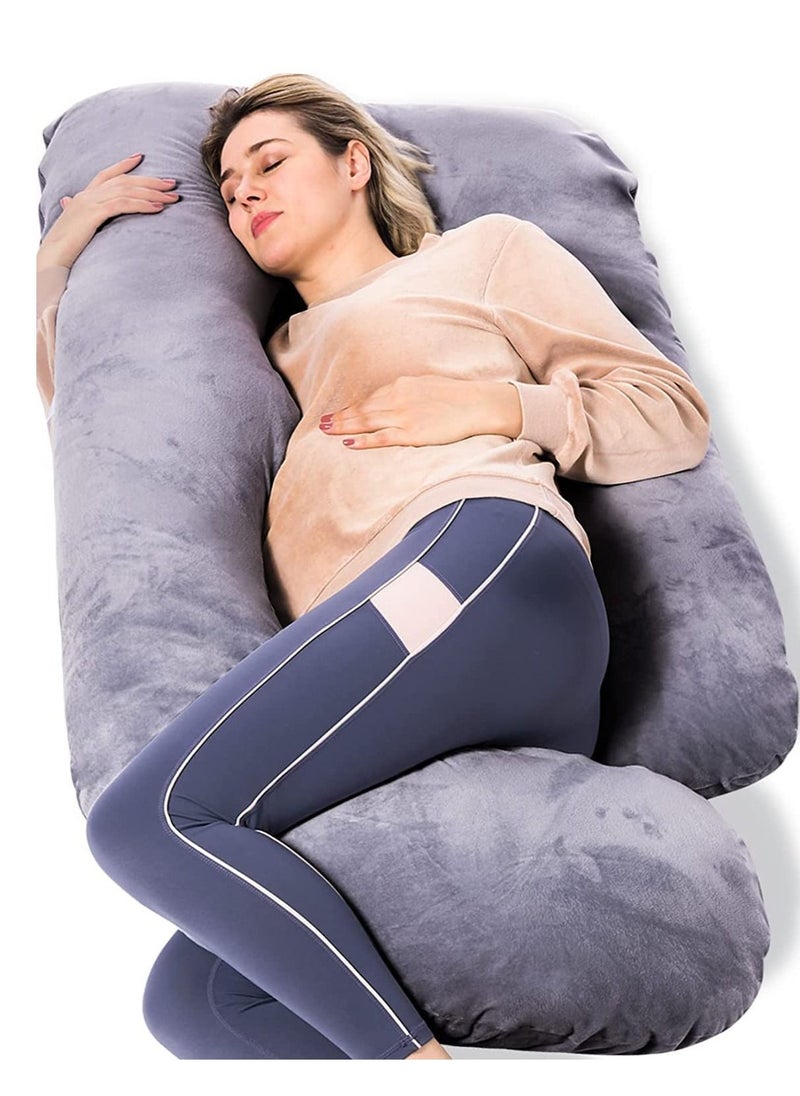 MIXDE - Pregnancy Pillows,U Shaped Full Body Maternity Pillow with Removable Cover - Support for Back,Legs,Belly,57 Inch Pregnancy Pillows for Sleeping - Image 1