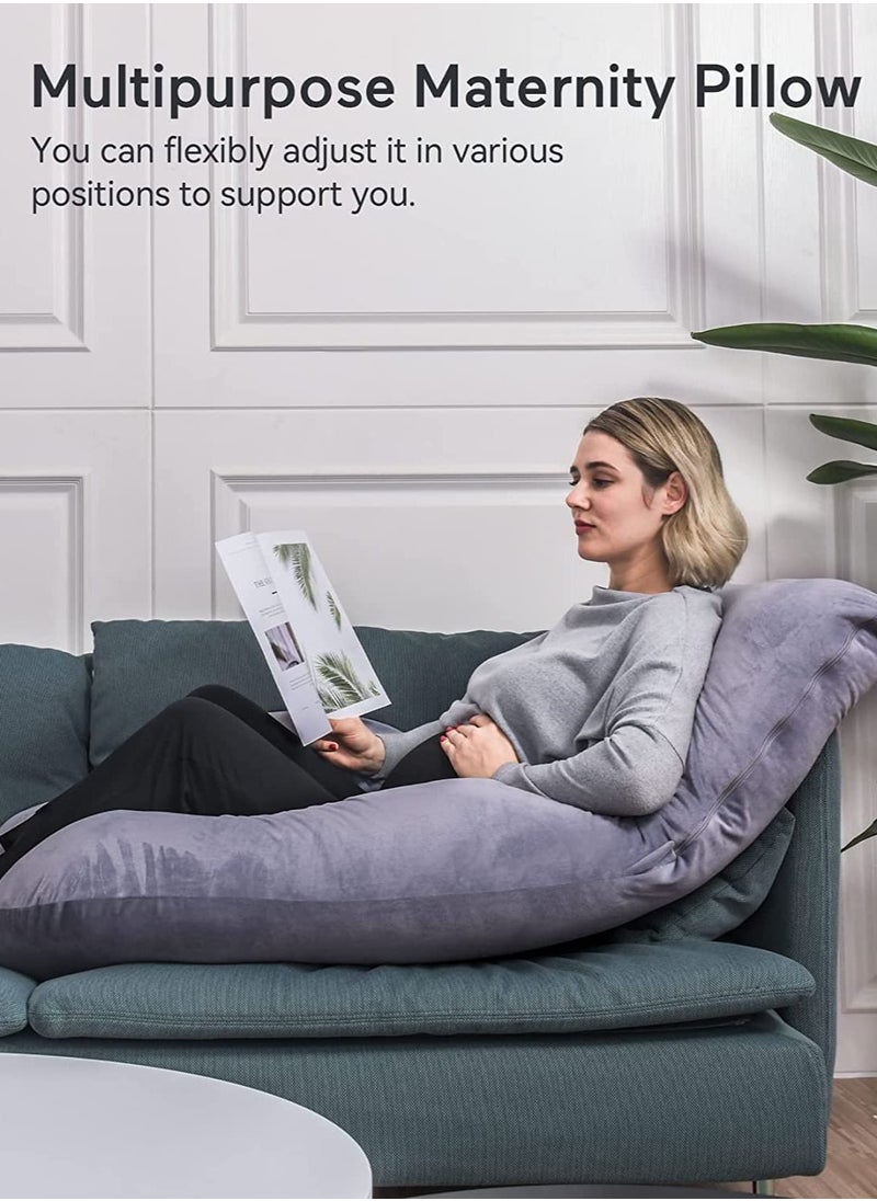 MIXDE - Pregnancy Pillows,U Shaped Full Body Maternity Pillow with Removable Cover - Support for Back,Legs,Belly,57 Inch Pregnancy Pillows for Sleeping - Image 1