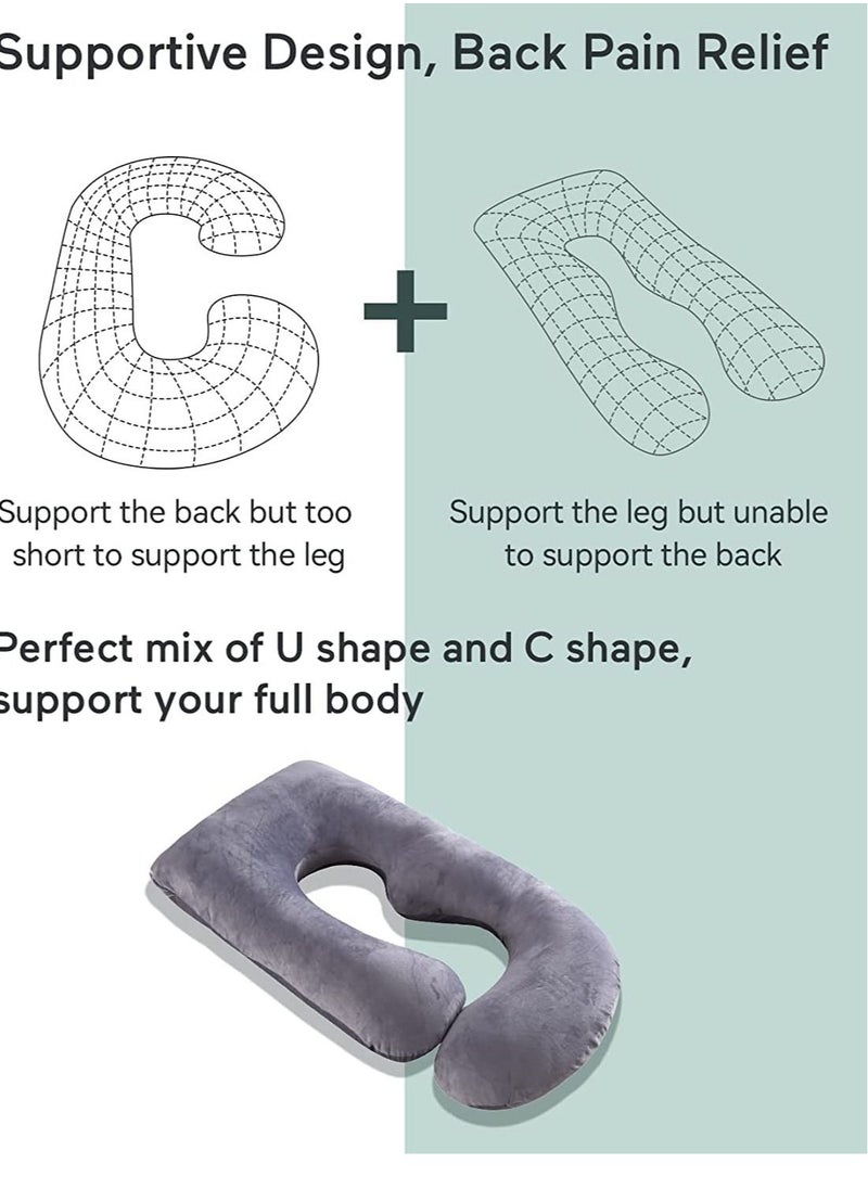 MIXDE - Pregnancy Pillows,U Shaped Full Body Maternity Pillow with Removable Cover - Support for Back,Legs,Belly,57 Inch Pregnancy Pillows for Sleeping - Image 1