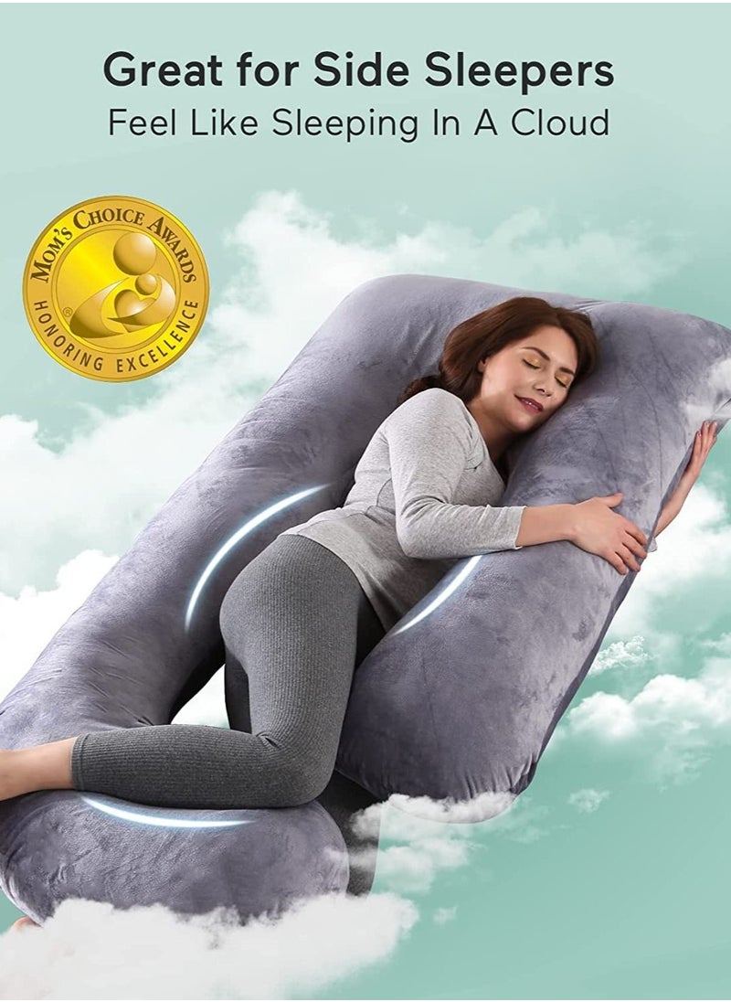 MIXDE - Pregnancy Pillows,U Shaped Full Body Maternity Pillow with Removable Cover - Support for Back,Legs,Belly,57 Inch Pregnancy Pillows for Sleeping - Image 1