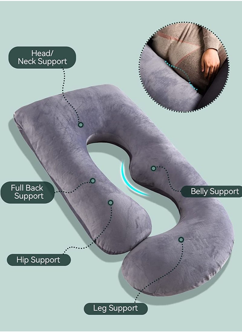 MIXDE - Pregnancy Pillows,U Shaped Full Body Maternity Pillow with Removable Cover - Support for Back,Legs,Belly,57 Inch Pregnancy Pillows for Sleeping - Image 1