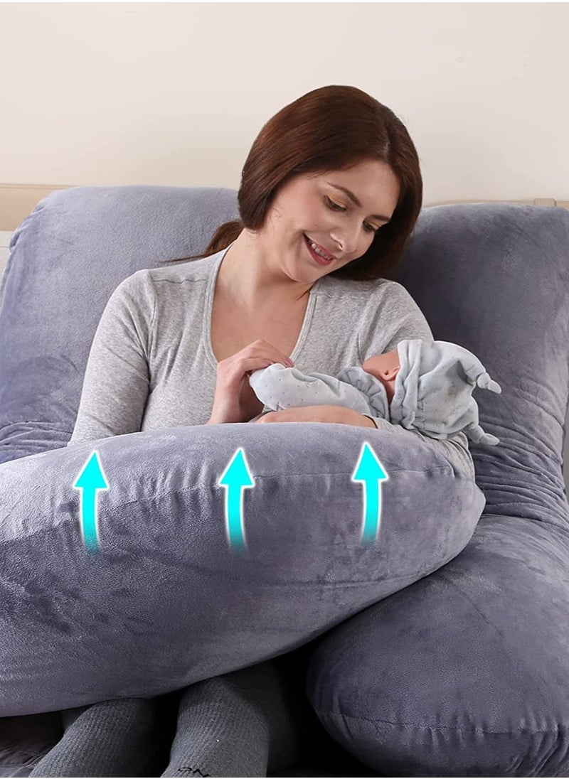MIXDE - Pregnancy Pillows,U Shaped Full Body Maternity Pillow with Removable Cover - Support for Back,Legs,Belly,57 Inch Pregnancy Pillows for Sleeping - Image 1