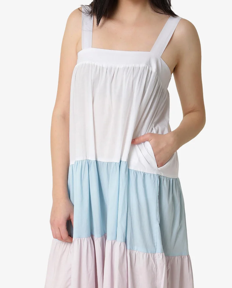 ريريزم Women's Colour Blocked Tier Maxi Dress