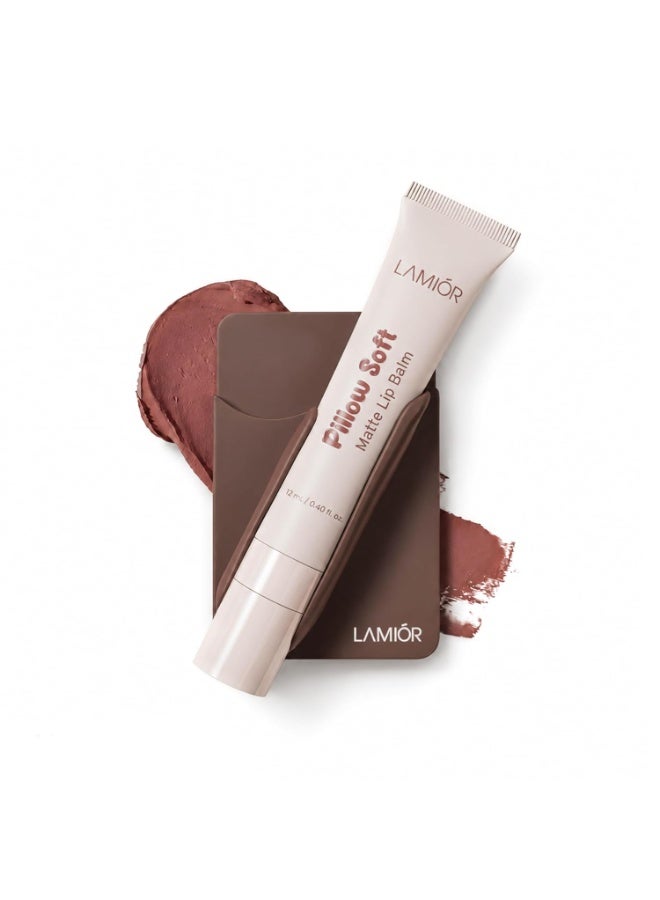 LAMIOR Pillow Soft Matte Lip Balm & Snap Pout Case Combo | Velvet Matte Tinted Color | Peptide, Hyaluronic Acid & Kokum Butter | Soft-Focus Finish | Lightweight Hydrating Formula for Women (Mocha Blur) - Image 1