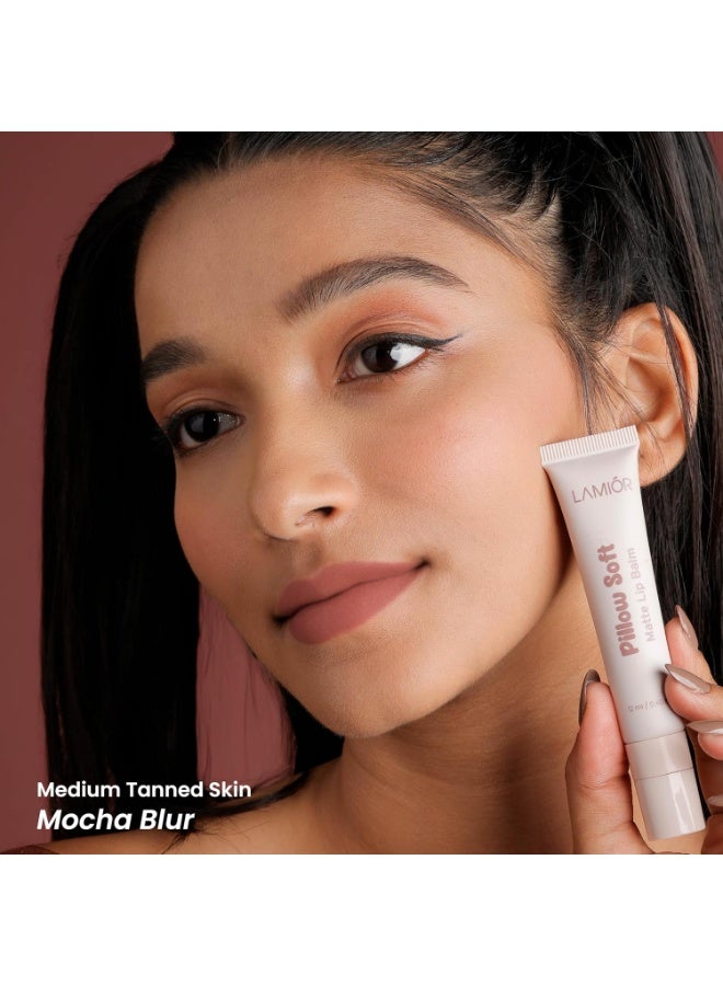 LAMIOR Pillow Soft Matte Lip Balm & Snap Pout Case Combo | Velvet Matte Tinted Color | Peptide, Hyaluronic Acid & Kokum Butter | Soft-Focus Finish | Lightweight Hydrating Formula for Women (Mocha Blur) - Image 3
