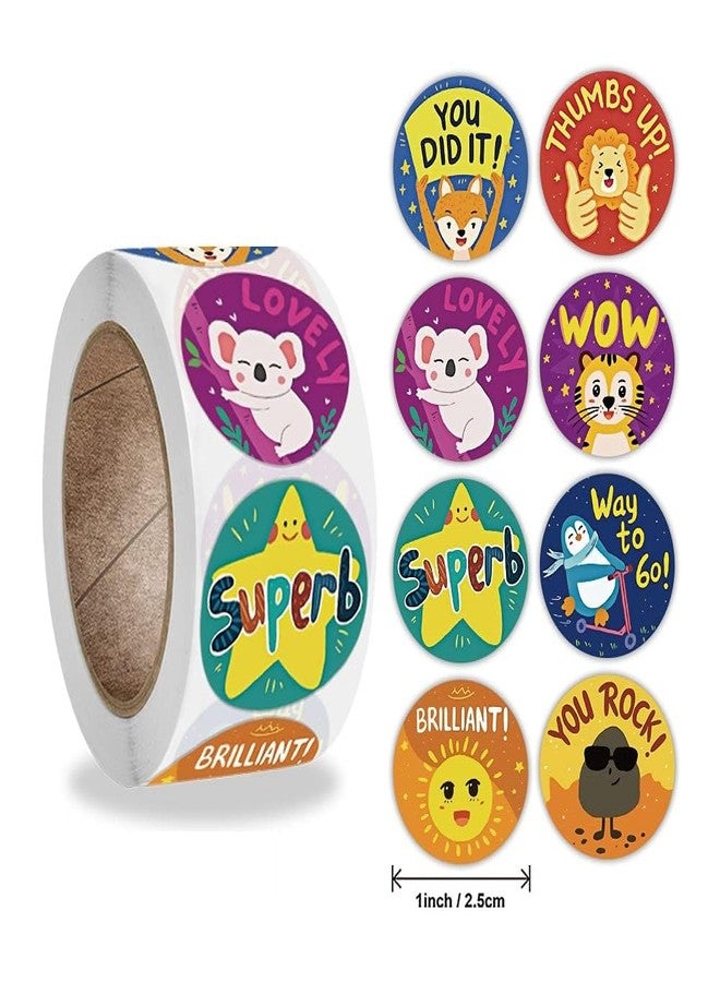 HELIMIX 2000pcs Reward Stickers Roll for Kids Teachers, Cute Animal Motivational Stickers 1 Inch Round Adhesive Labels for School Homework, Small Business Packaging, Gift & Thank You Stickers - Image 2