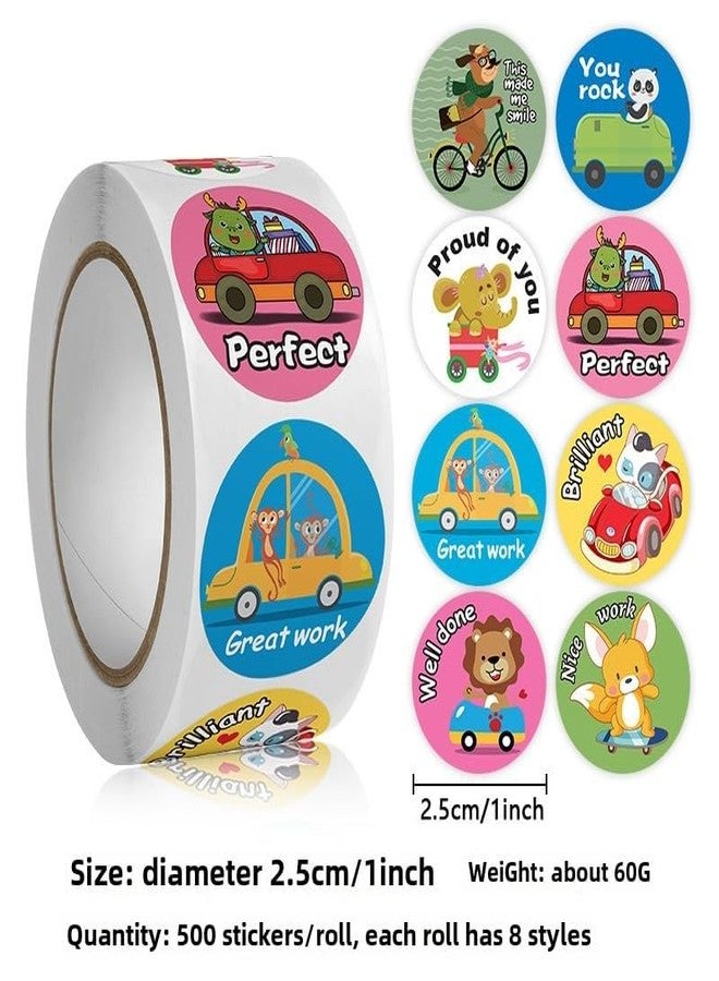 HELIMIX 2000pcs Reward Stickers Roll for Kids Teachers, Cute Animal Motivational Stickers 1 Inch Round Adhesive Labels for School Homework, Small Business Packaging, Gift & Thank You Stickers - Image 3