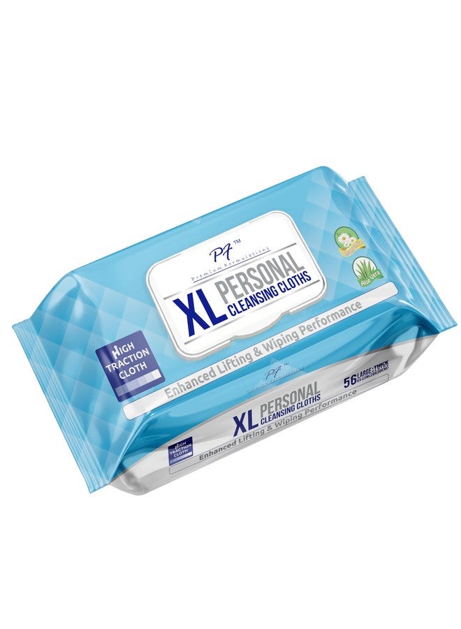 بريميوم  فورمولاشنس  مناديل بريميوم فورموليشنز XL للبالغين – (56 منديلًا) مناديل غسيل عالية الاحتكاك، سميكة للغاية وكبيرة الحجم | مناديل مبللة للاستخدام مرة واحدة لسلس البول مع الصبار للنظافة الشخصية - Image 1