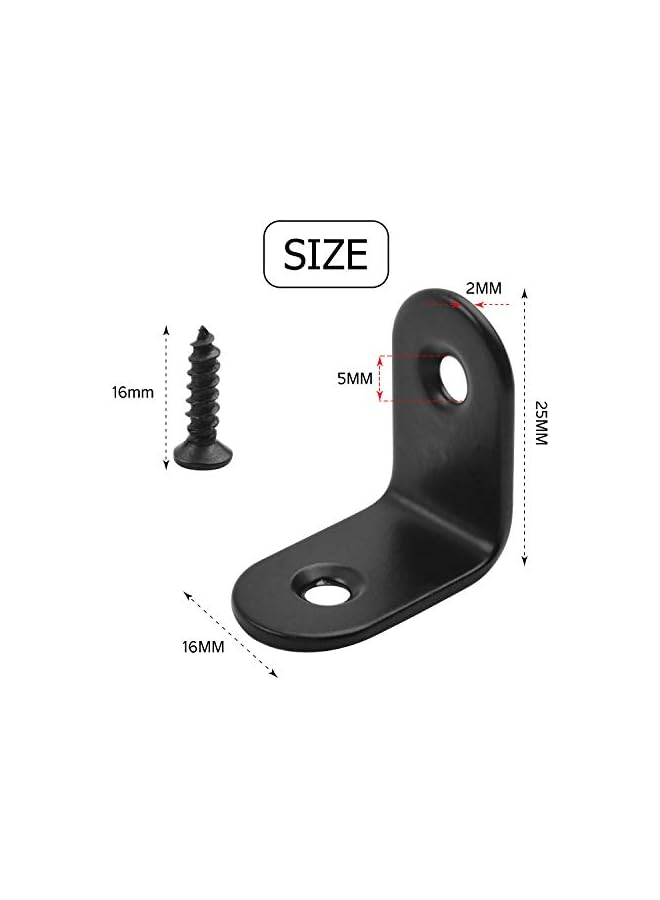 PROMASS promass 90 Degree Corner Braces 25 x 25mm, 12 Pieces Black Right Angle Brackets Fasteners, Stainless Steel L Shaped Corner Bracket with 24 Pieces Screws for Shelves, Cabinet, Furniture  - Image 3