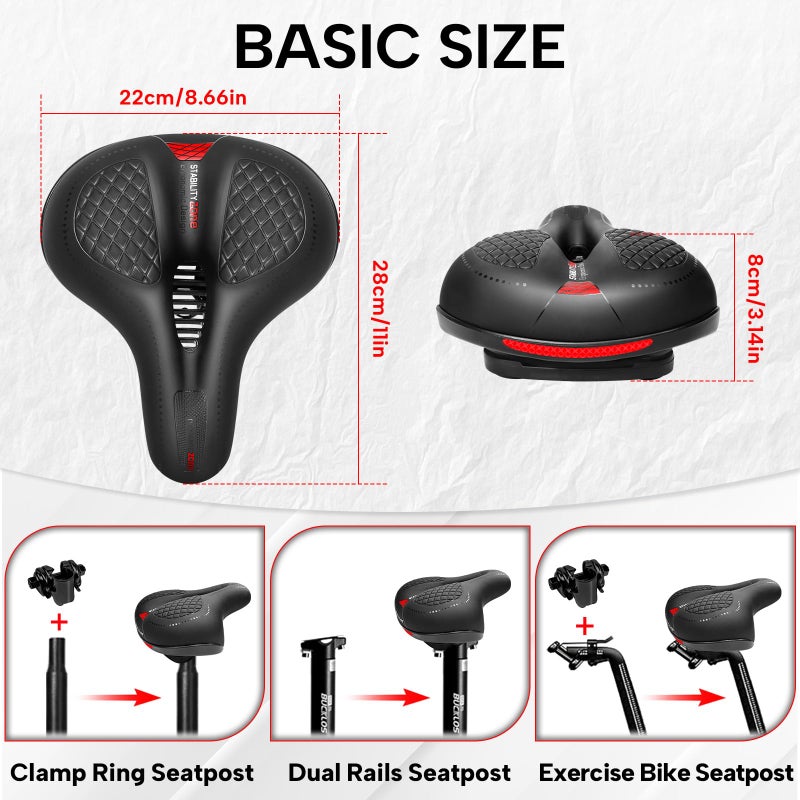 BUCKLOS Comfortable Bike Seat Cushion for Men Women Wide Bicycle Saddle Soft Memory Foam Padded Replacement Seats Fit for Peloton, Exercise Bikes, Ebike,Cruiser - Image 5